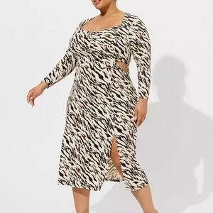 NWT 4X TORRID Maxi Studio KnitChic Zebra Print Dress with Cutouts